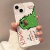 Green Phone Case For iPhone 17 16 16e 15 14 13 12 11 Mini Pro Max X XR XSMax 8 Air Plus Transparent Back Cover Graffiti Dinosaur