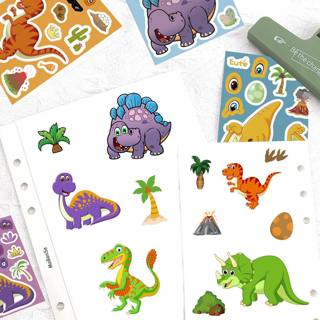 1/8/16/24PCS Cute Dinosaur Puzzle Stickers DIY Handmade Waterproof Face Stickers Creative Personalized Decoration