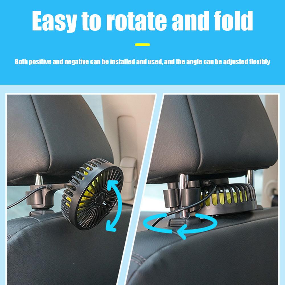 2023 Car Seat Back Cooling Fan USB Charge Head Fan 360 Degree Rotation Auto Headrest Ventilation Fan Neck Cooler Car Interior