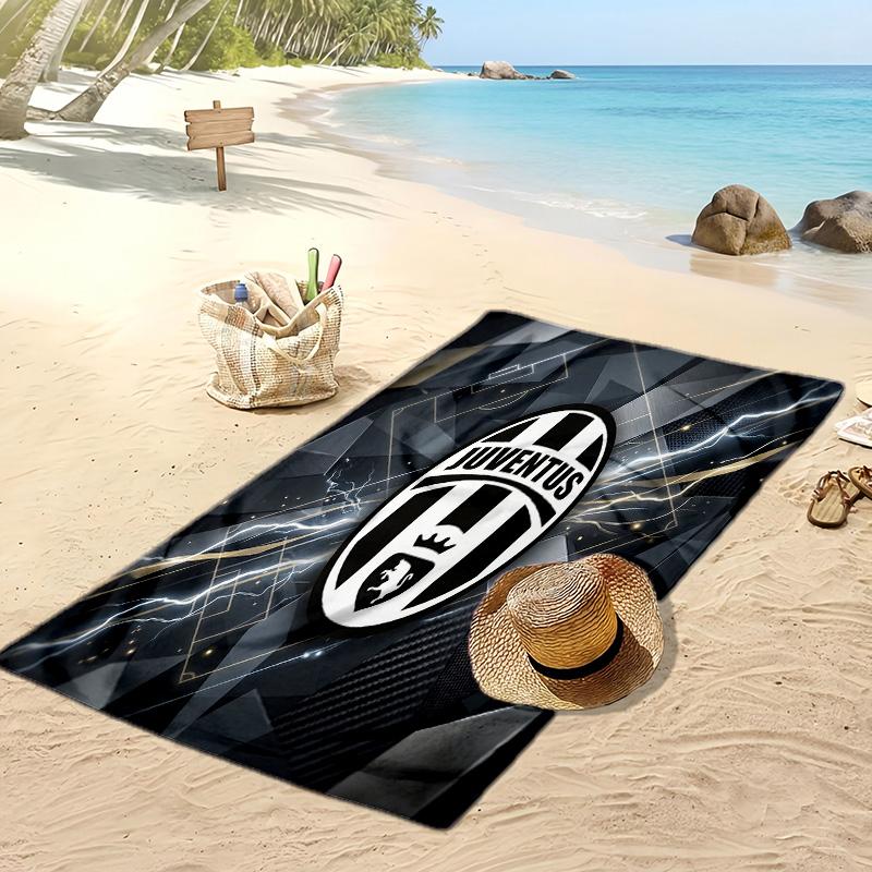 Juventus FC Bedrucktes Strandtuch Schnelltrocknend Weiches Handtuch Tragbare Große Rechteckige Stranddecke für Reisen Schwimmbad