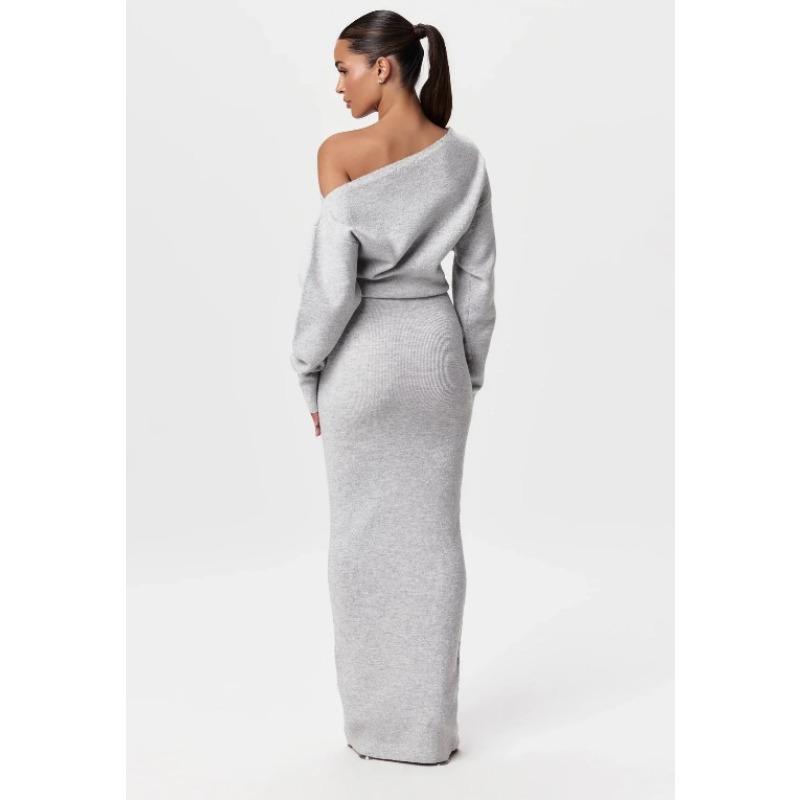 GMXIA Women's Fashion Autumn Winter Solid Color Print Long Sleeve Casual Dresses