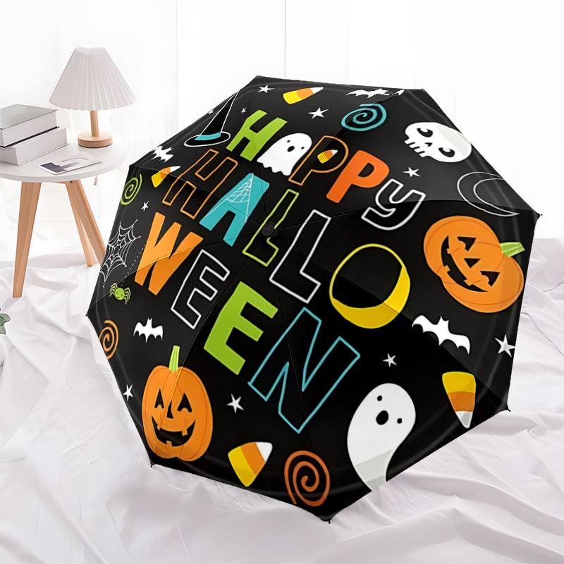 1pc Creative Happy Halloween Durable Cartoon Folding Umbrella, Portable Compact Umbrella for Men and Women A032