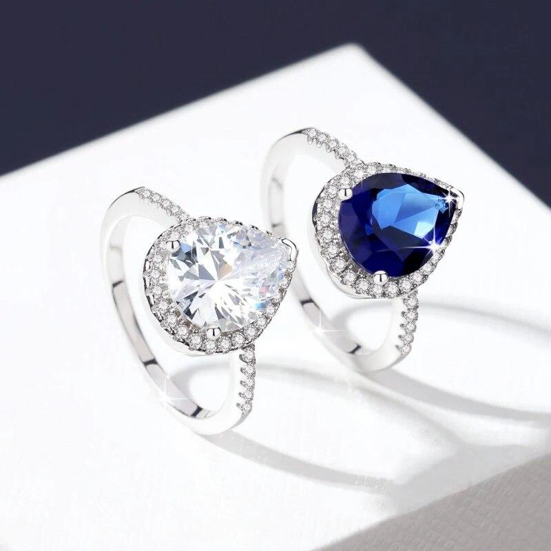 3CT 8*10mm Pear Cut Genuine Moissanite Ring for Women Sparkling Luxury Quality Jewelry S925 Sterling Silver Wedding Band