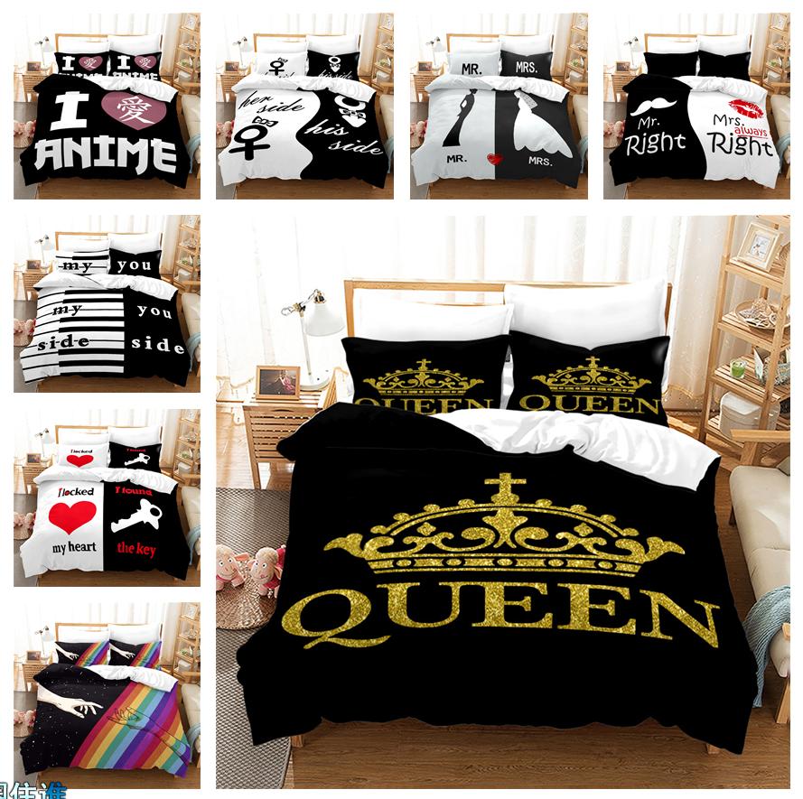 3D King és Queen ágyneműgarnitúra pár szoba paplanhuzat 2/3db Ünnepi ajándék AU210 * 240 Teljes méretű Romantic Love Gyorsan száradó puha lakástextil