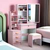Ladekast Verhuur: Compact Bruin Make-uptafel met Slot, Modern Eenvoudig Ontwerp, Ideaal voor Kleine Appartementen