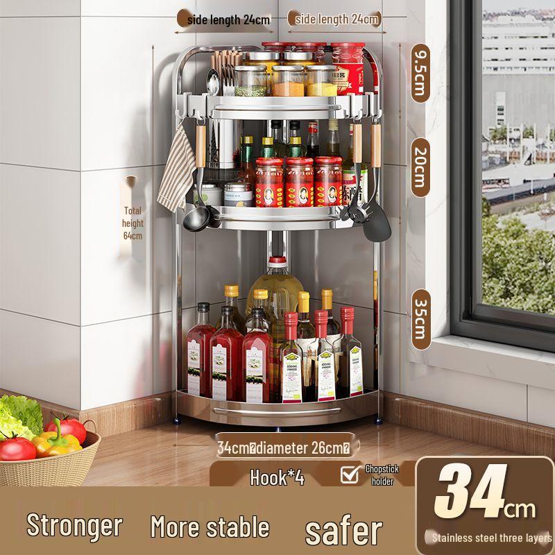 Stainless Steel Multi-layer Corner Spice Rack