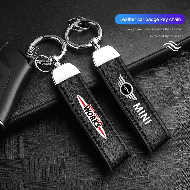4S Dealership Car Emblem Keychain Calfskin Auto Key Chains For MINI One Cooper JCW Countryman Clubman Cabrio Paceman Coupe WORKS Btrme66