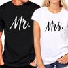 T-shirt Couple Roi Reine Imprimé Lettres T-shirt Couple Mode Été T-shirt Femme Décontracté Col O Hauts Amoureux T-shirt