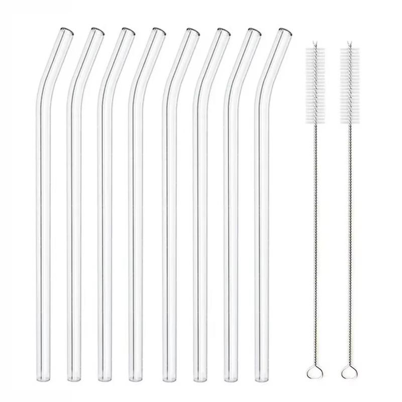 20cm Reusable Glass Straws, High Borosilicate Smoothie Cocktails Straw Environmentally Friendly Drinkware Straw Wine Accessories
