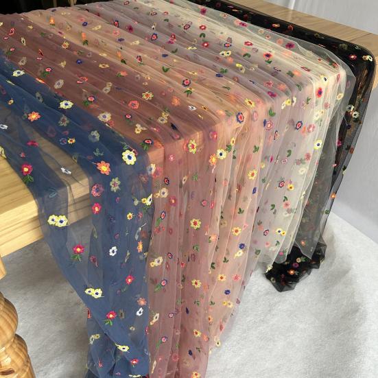 Embroidered Floral Table Runner Spring Summer Flower Table Runner 6ft Tulle Table Runner