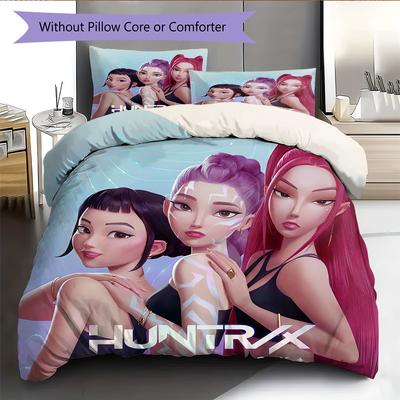 Anime Pattern Bedding Quilt Set Quilt Cover Pillowcase Home Decoration Birthday Gift (1 * Duvet Cover + 2 * Pillowcase, Without Core)