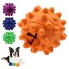Rubber Dog Chew Ball with Squeaker Interactive Treat Dispensing Toy for Small Medium Breeds