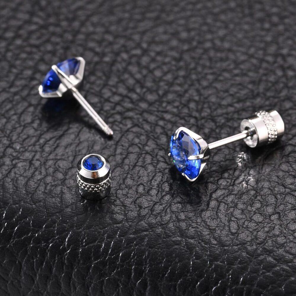 CZ Stud Earrings for Men Women,Hypoallergenic Stainless Steel Round Cubic Zirconia Stud Earrings,Body Piercing Jewelry