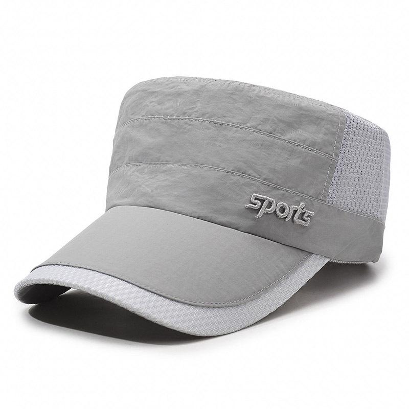 Quick-Drying Hat Men'S Spring And Summer Sun Protection Visor Thin Breathable Mesh Cap Casual Flat Top Military Hat Tide