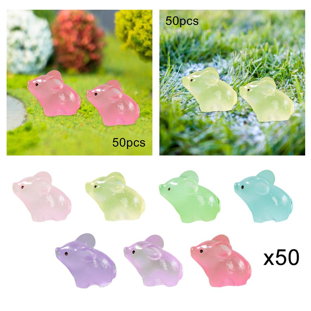 50 Pieces Luminous Pig Mini Animal Figurines Glow At Night Home Decor Micro Landscape Decoration for Birthday Party Christmas