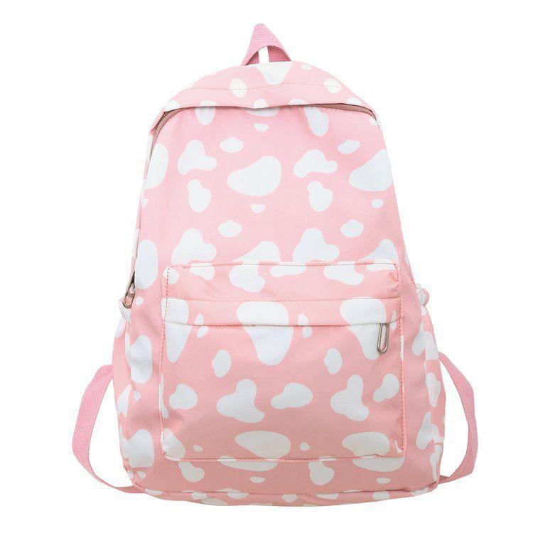 Schoolbag Backpack Harajuku Ins Junior High School Students Large Capacity Campus Students Mori Backpack Fresh and Cute School Bag Cow Pattern