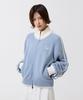 ODDSTUDIO Sporty Track Semi-Crop Knit Zip-Up - Sky Blue