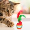 12pcs Cats Activity Toys Funny Colored Rainbow Soft Light and Non-toxic Super Cute Beautiful Toy Balls with Feather for Kitten
