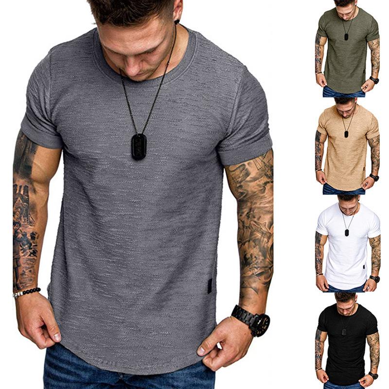 Heren Zomer Effen Ronde Hals Top Mode Casual T-shirt met Korte Mouwen