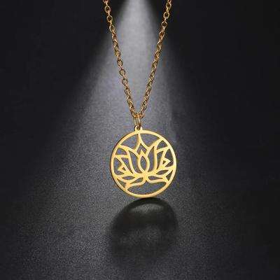 Skyrim Nerezový náhrdelník s přívěskem lotosového květu Zlatý choker řetízek Náhrdelníky 2024 Módní šperky pro ženy Dárek