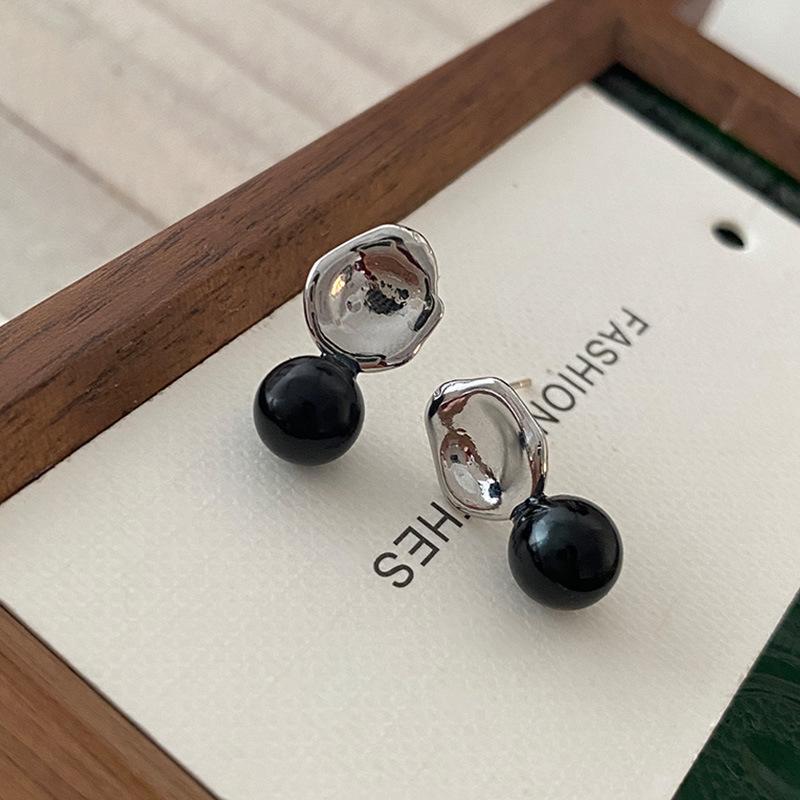 Сережки з чорним агатом Металевий диск Дизайн Sense Niche Ювелірні вироби для вух Fashion Personality High Sense Сережки-гвоздики