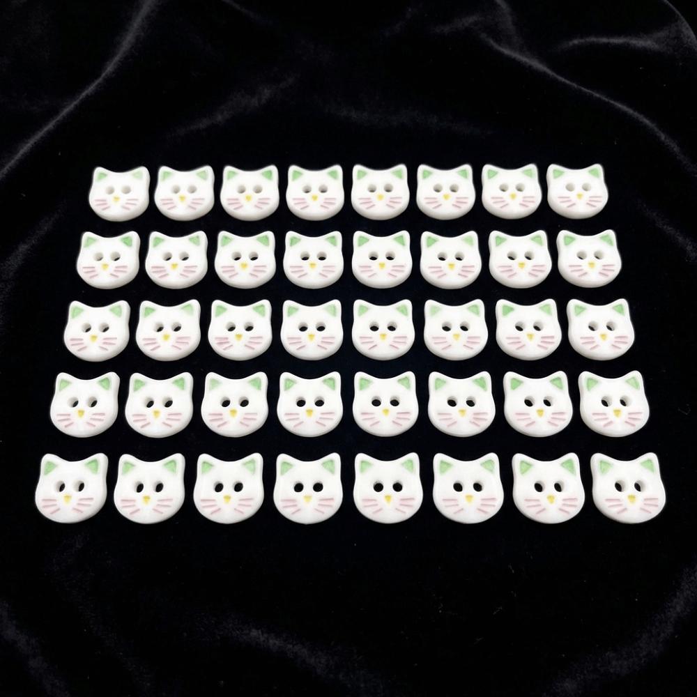 40pcs Mini 12mm Kitty Buttons Creative Resin Calico Cat Buttons Cute Colorful Kitten Head Buttons Clothes Accessories