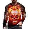 Frühlings- und Herbst-Rundhals-Totenkopf-3D-Druck-Oberteil Modische lässige langärmlige Herren-T-Shirts