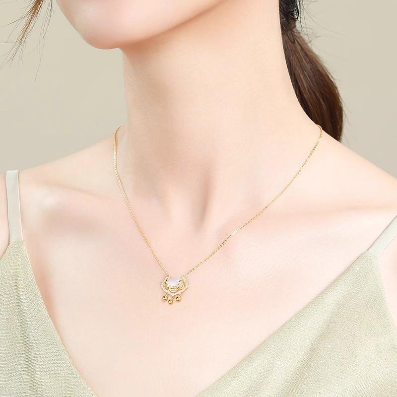 Ping An Schloss Halskette Leichter Luxus Nische Xiangyun Langlebigkeitsschloss Valentinstagsgeschenk für Freundin