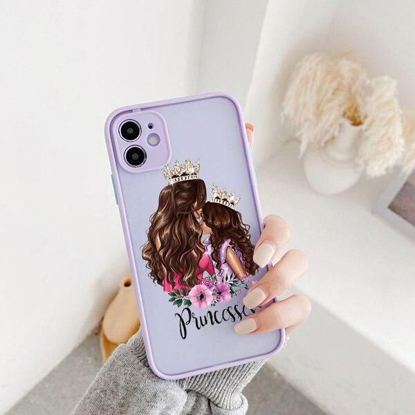 Super Mom Mother Hard Phone Case For Iphone 13 12 SE2020 Baby Girl Fashion Family Cover for Iphone 11Pro Max X XS Max XR 6 7 8 Plus