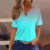 Women's T Shirt Tee Print Button Short Sleeve Tunic Daily Weekend Fashion Basic V- Neck Regular Top