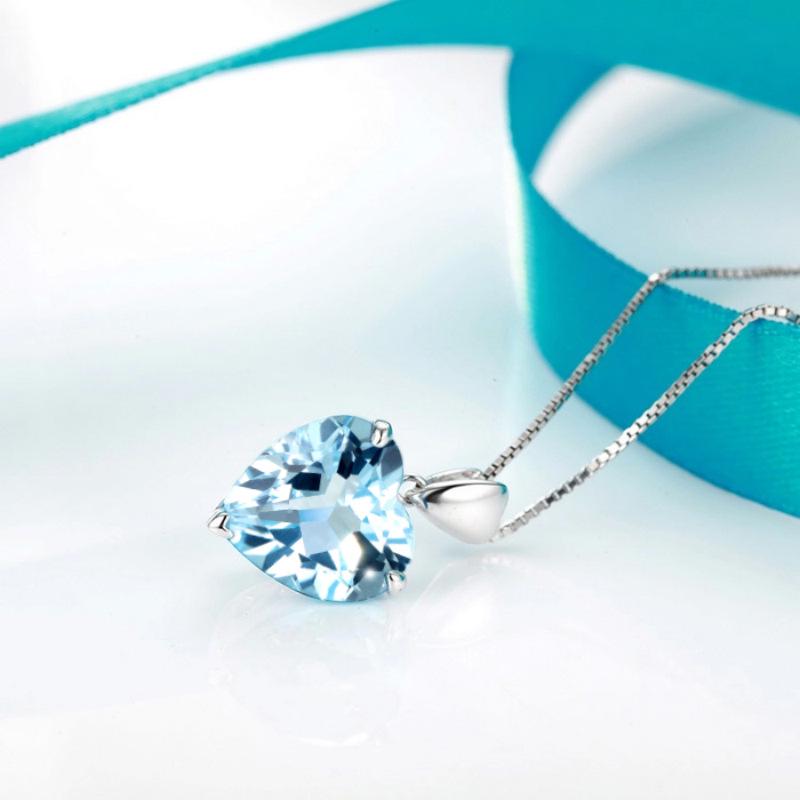 Natürlicher blauer Topas-Schmuck, 100 % S925-Sterlingsilber, 45 cm Halsketten-Anhänger für Frauen, Silber 925-Schmuck, Bizuteria-Topas-Edelstein