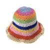 Crochet Sunscreen Bucket Hat Visor Beach Fisherman Hat Fashion Rainbow Straw Hat Travel