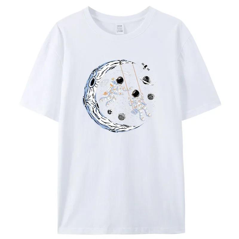 Bitcoin Crypto BTC To The Moon T Shirt Men 100% Cotton T-shirt Streetwear Tshirt Short Sleeve Astronaut Cryptocurrency Tees Tops