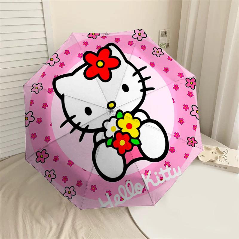 1PC Hello Kitty Umbrella-8-Rib Reinforced, Automatic Open, Lightweight & Durable, Cute Fashion Accessory for Outdoor, Beach, or Casual Use, Beach Umbr
