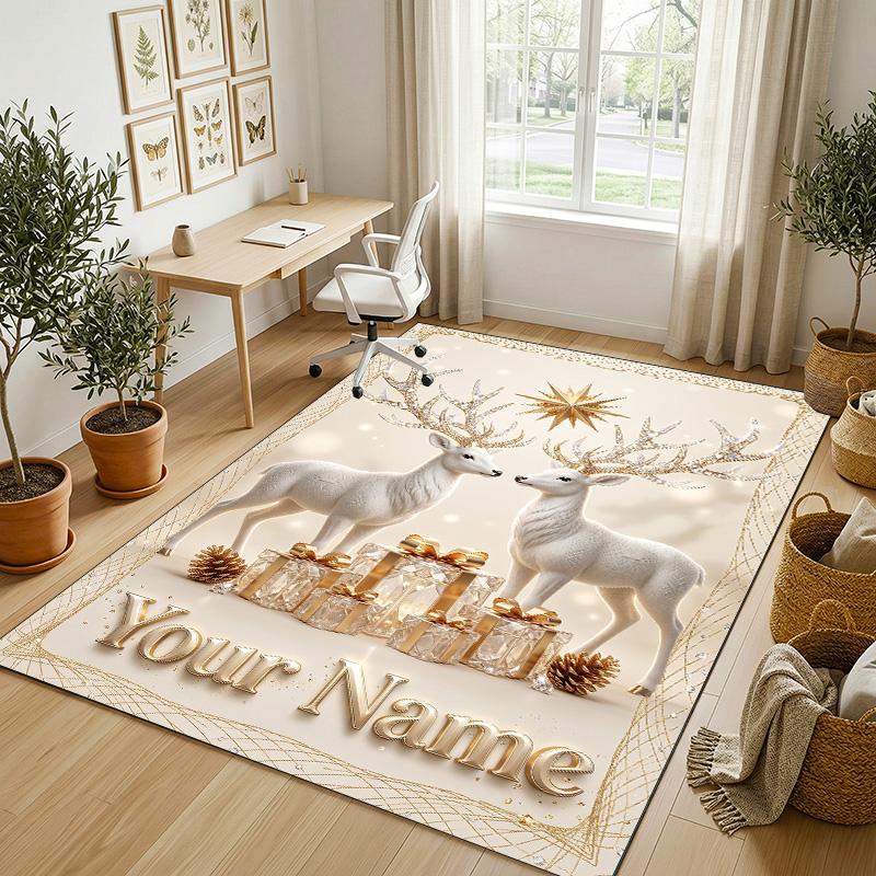 Covor de catifea de cristal cu tematică de Crăciun, personalizat cu nume/text, covoraș moale pentru podea, decor pentru casă