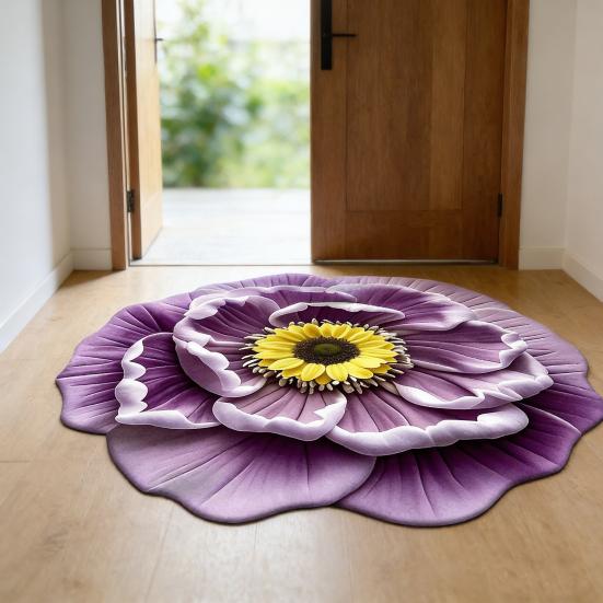 3D Visuell Blommatt Realistisk Blommig Golvmatta Halkfri Absorberande Badrumsmatta för Sovrum Vardagsrum Lekrum Entréinredning