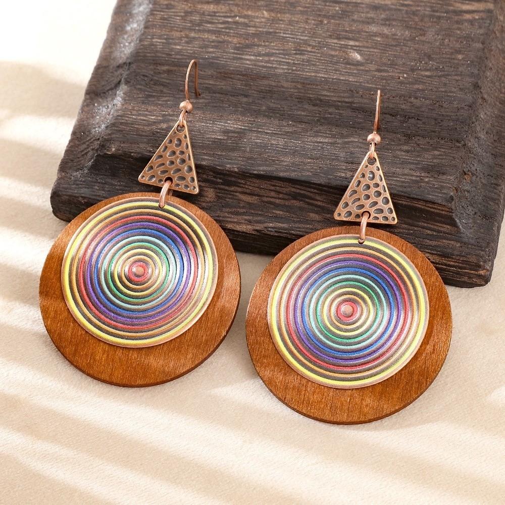 Vintage Spiral Round Earring Bohemian Style Ethnic Earrings Fashion Pendant Earrings  Party Jewelry