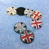 3D Three-dimensional British Flag Car Sticker Interior Rotating Gear Decorative Sticker Rice Flag Round Sticker, Creative Body Sticker 4cm