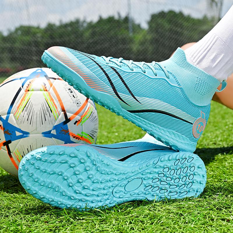 Herren High Top Elastischer Sockenmund Fußballschuhe Gummi Weiche Sohle Kurze Stollen Jugend Jungen Fußballschuhe