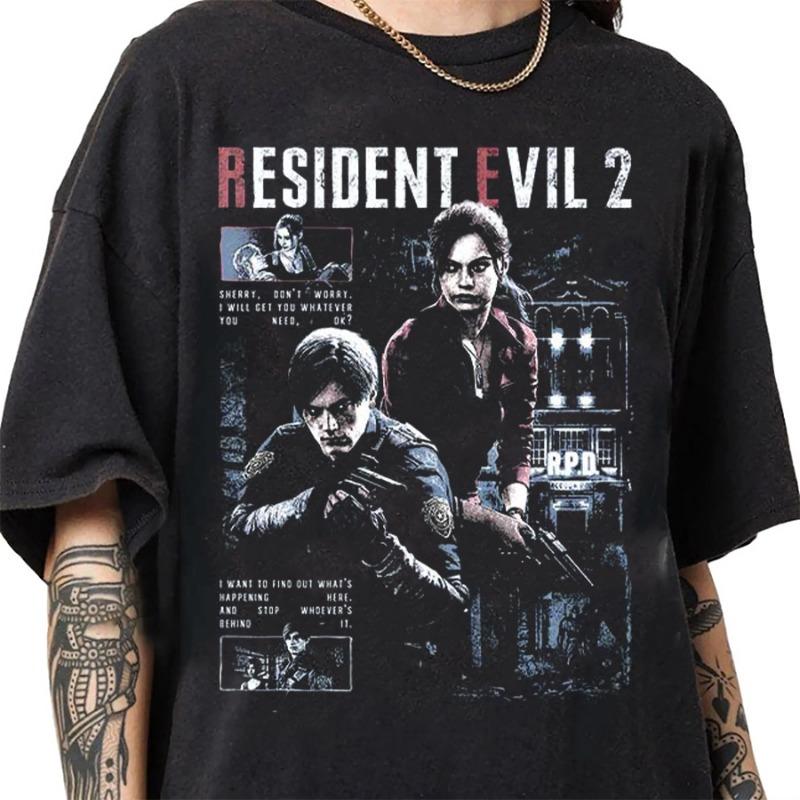 Retro Resident Evil Requiem T-shirt, Resident Evil Game T-shirt, Summer New Cotton Retro Unisex Casual Fashion T-shirt