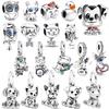 Animal Series Bead Dog Owl Turtle Fox Teddy Bear Dangle Charm Fit Original European 925 Sterling Copper Bracelet DIYZircon Gift