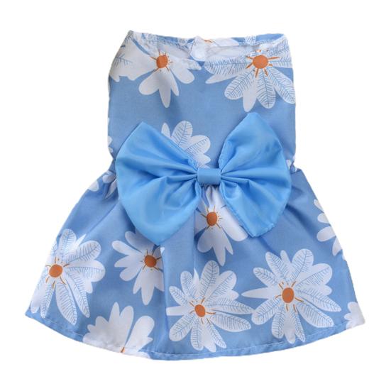 Pet Dress Sleeveless Soft Thin Style Floral Print Small Dog Cat Clothing for