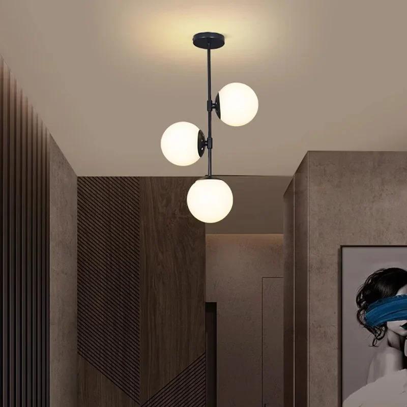 Nordic Multi Head Glass Ceiling Light For Cloakroom Balcony Corridor Aisle Light Entryway Light Living Rooms Home Decor Luxury