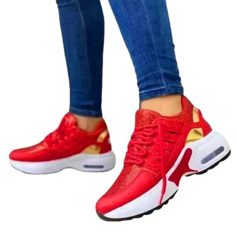 Women's Shoes Spring and Autumn New Mesh Breathable Casual Shoes Outdoor Lightweight Non-slip Wedge Heel Thick-soled Sneakers