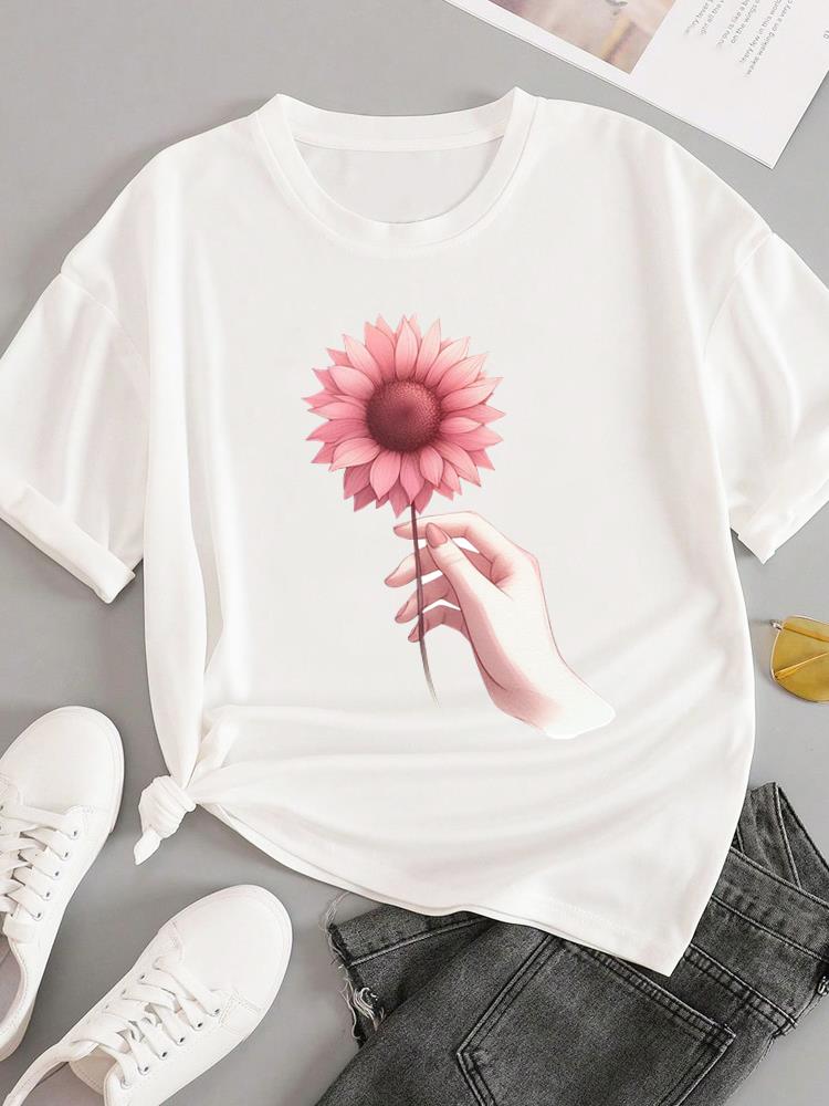 (Asian Size) T-shirts Fashion O-neck Female Letter Lovely 90s Casual Women's Top T Clothing Print Short Sleeve Graphic Tee