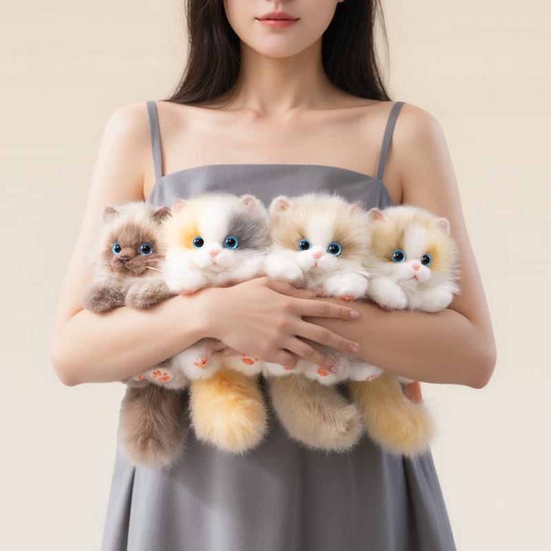 Cute Plush Cat Doll Pendant Keychain Girl Backpack Simulated Animal Stuffed Toy Couple Bag Hanging Decorative Gift