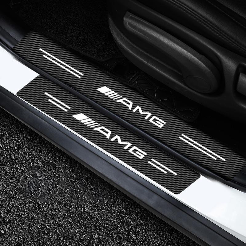 4 db Autóajtó Küszöbvédő Matrica Karbon Mintás Mercedes Benz AMG W212 W205 W246 W177 W176 W213 GLC GLE GLS ML Üdvözlő Lézerlámpa