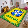 Brazil Soccer Emblem Design Rug Patterned Carpet, Non Slip Mat Suitable for Living Room and Bedroom Sofas