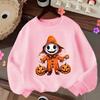 Kids Crewneck Sweatshirt, Halloween Cute Pumpkin Figure Print, Casual Tops for Fall & Winter
