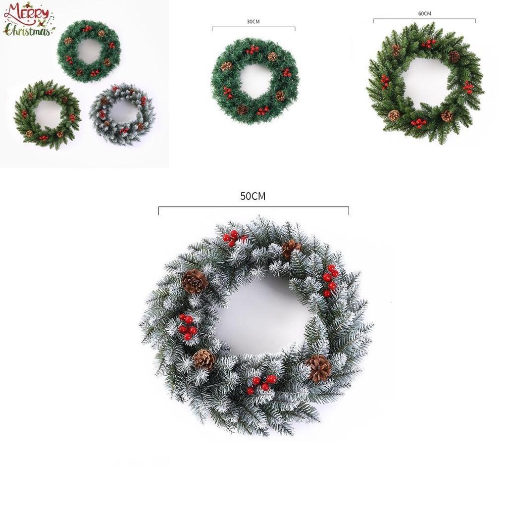 Festive 11.8-23.6in Snowy Red Ribbon Berries Pine Cone Christmas Wreath Xmas Gift